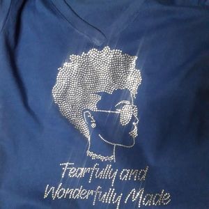 Royal Blue Lady Face Bling TShirt